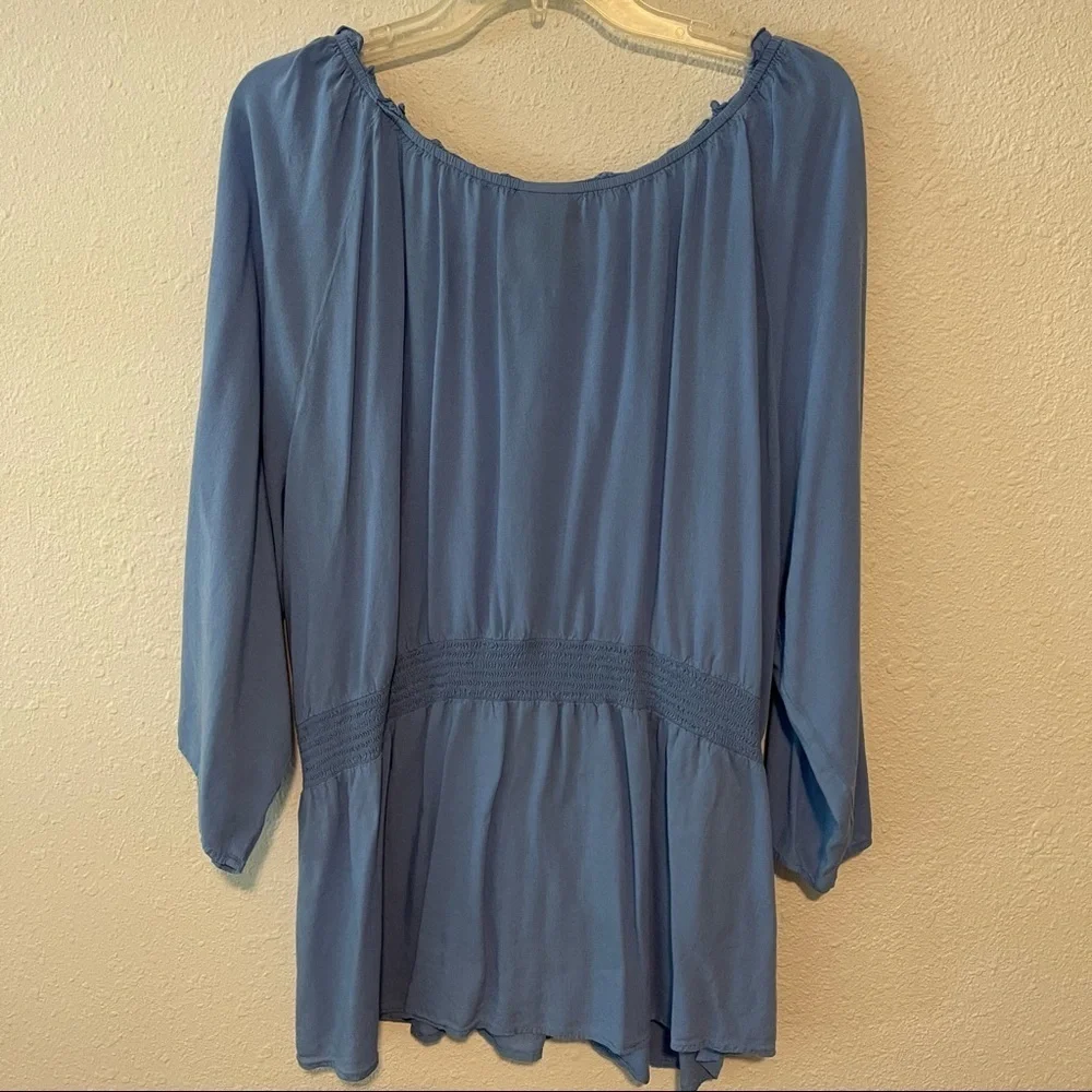 Lane Bryant Sky Blue 3/4 Length Sleeve Blouse